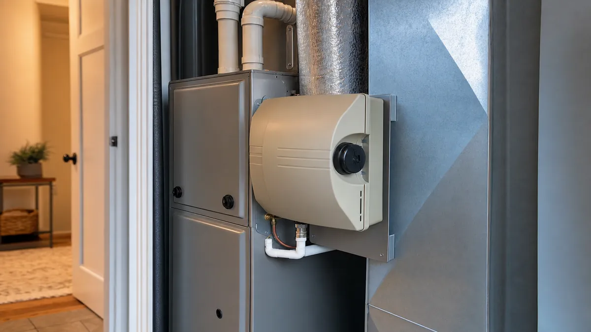 Whole-home bypass humidifier mounted on a furnace